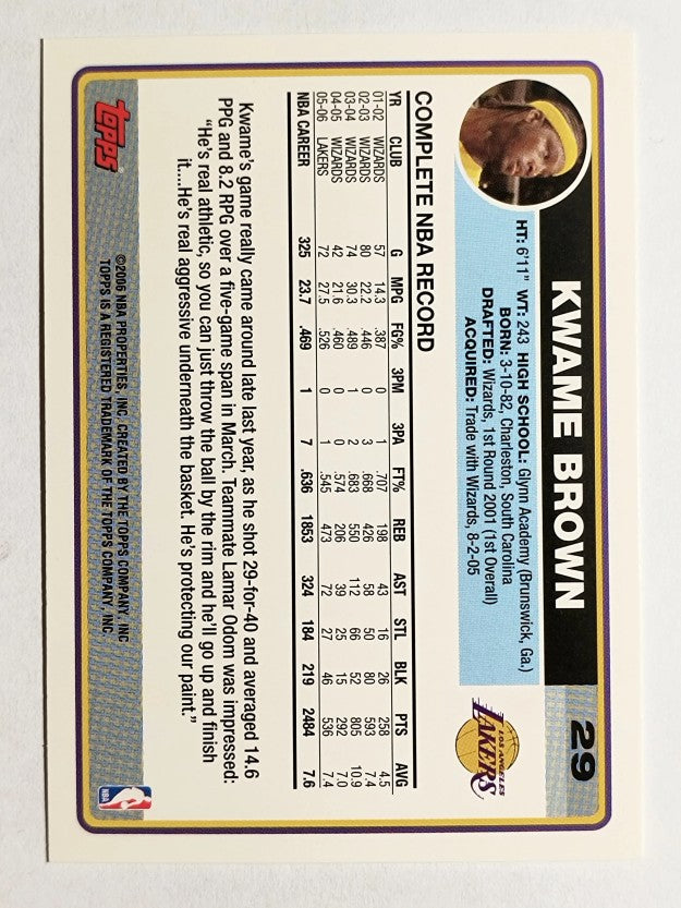 2006-07 Topps #29 Kwame Brown