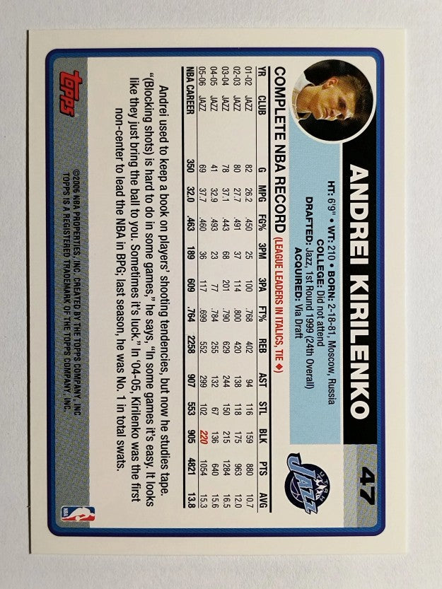 2006-07 Topps #47 Andrei Kirilenko
