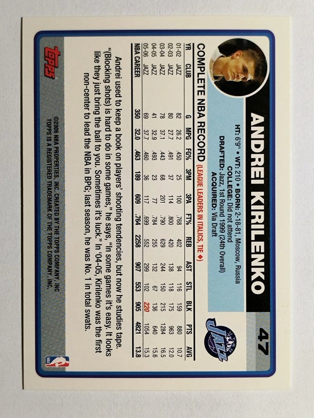2006-07 Topps #47 Andrei Kirilenko