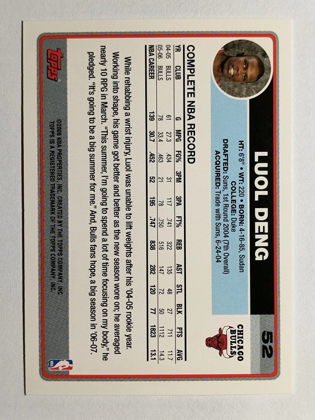 2006-07 Topps #52 Luol Deng