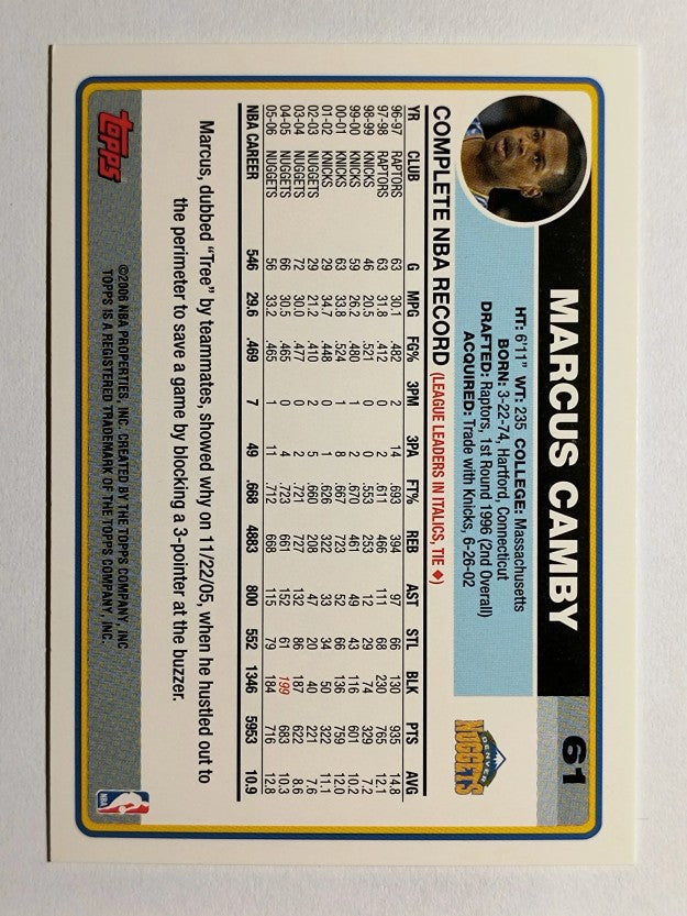 2006-07 Topps #61 Marcus Camby