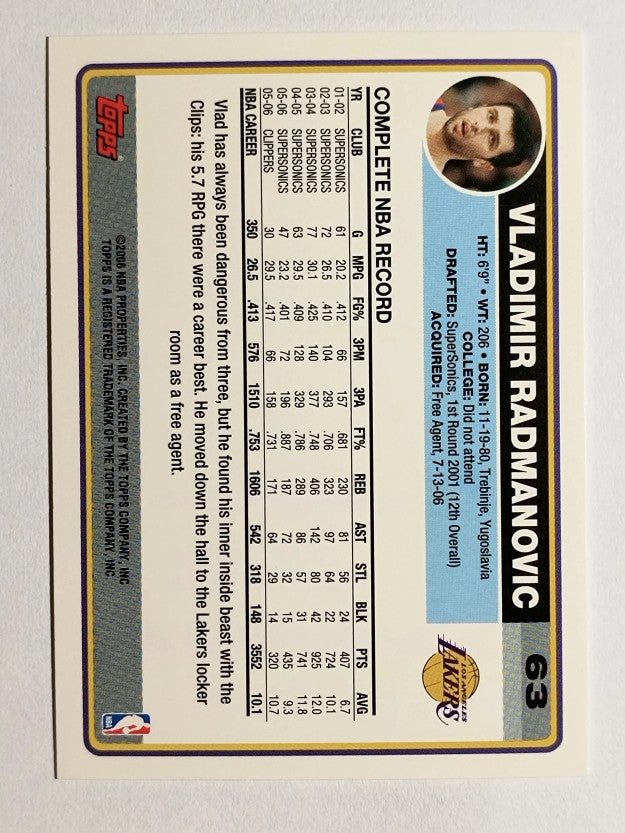 2006-07 Topps #63 Vladimir Radmanovic