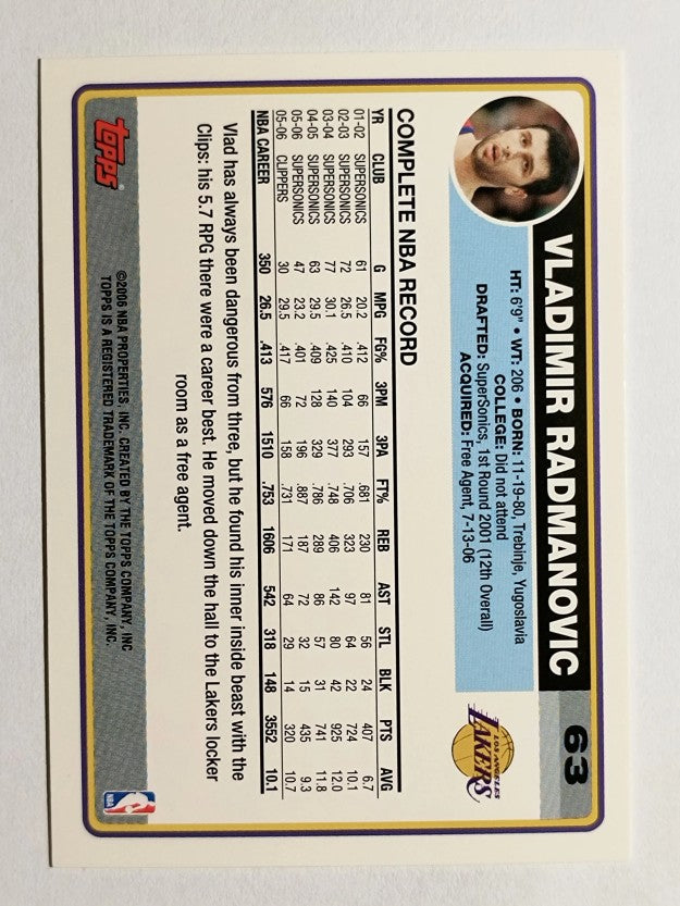 2006-07 Topps #63 Vladimir Radmanovic