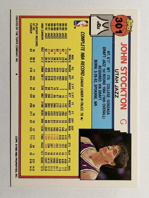 1992-93 Topps #301 John Stockton