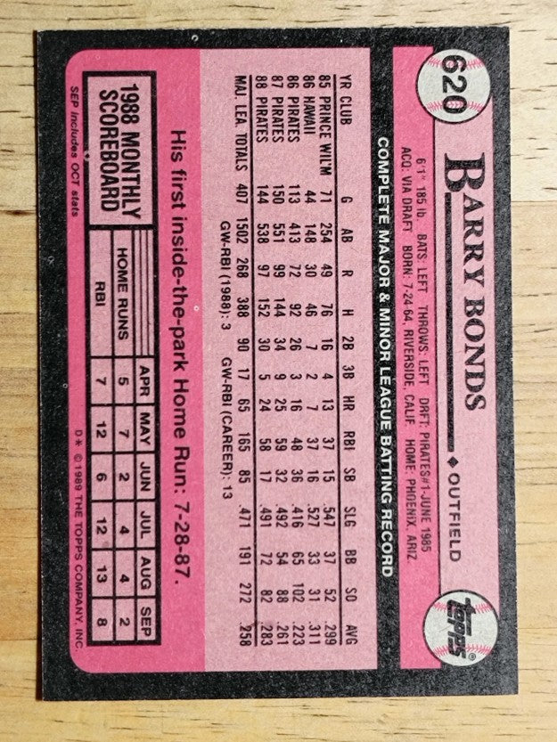 1989 Topps #620 Barry Bonds
