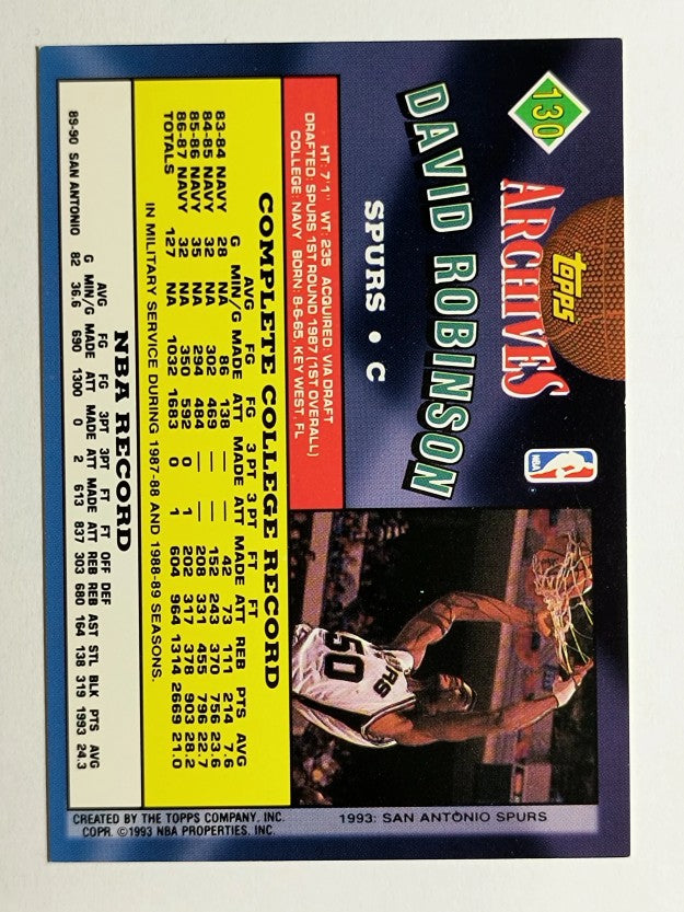 1992-93 Topps Archives #130 David Robinson (NM)