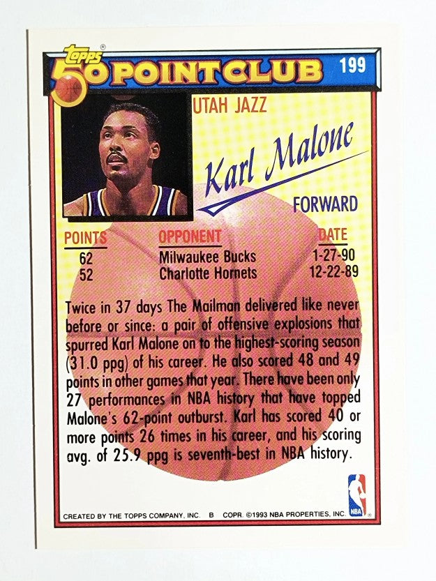 1992-93 Topps Gold #199 Karl Malone 50P
