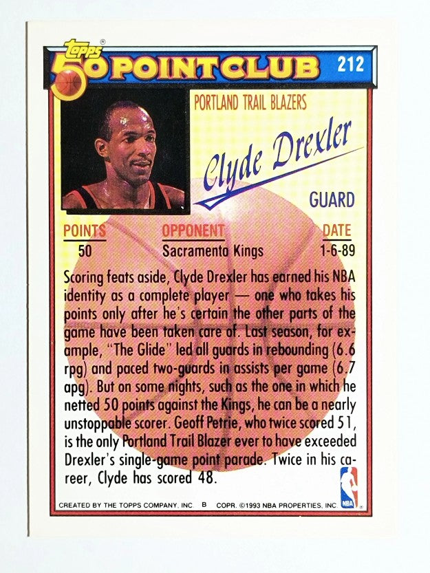 1992-93 Topps Gold #212 Clyde Drexler 50P (EX)