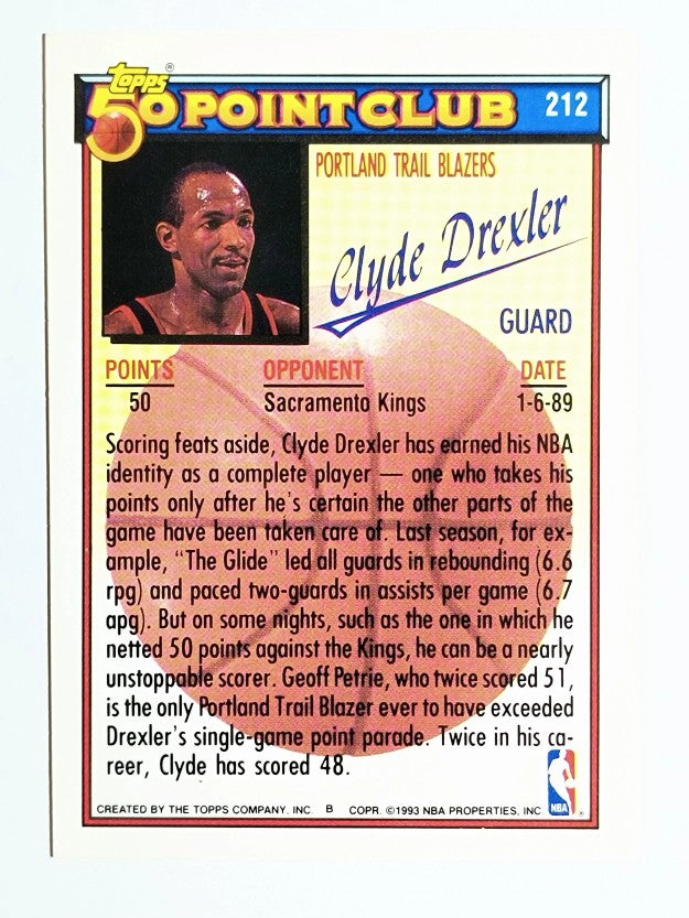 1992-93 Topps Gold #212 Clyde Drexler 50P (VGEX)