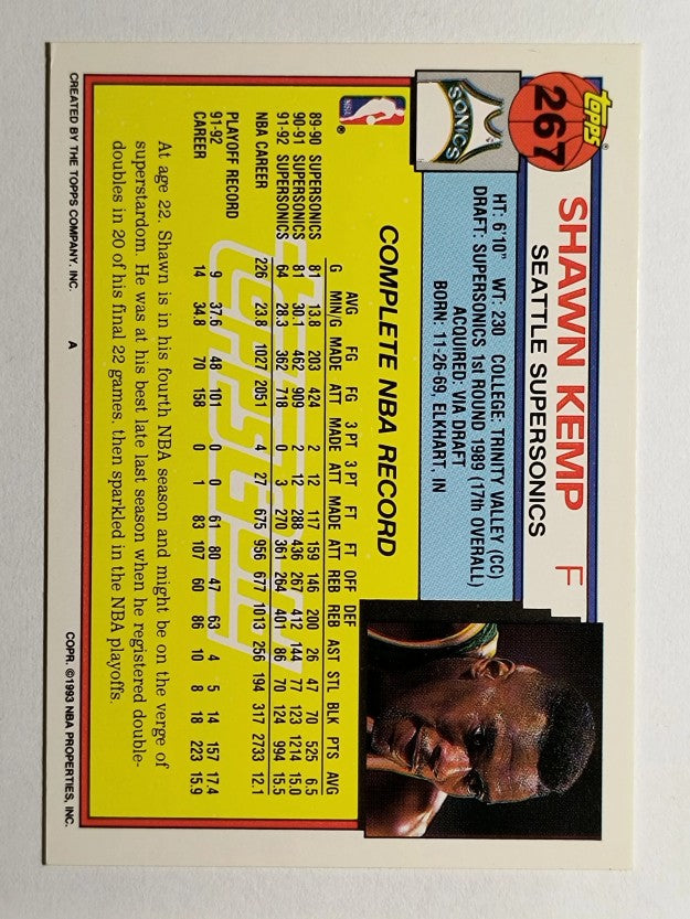 1992-93 Topps Gold #267 Shawn Kemp (NM)