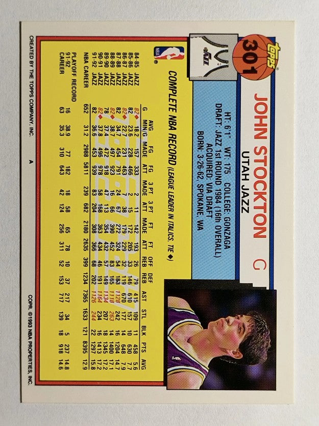 1992-93 Topps Gold #301 John Stockton