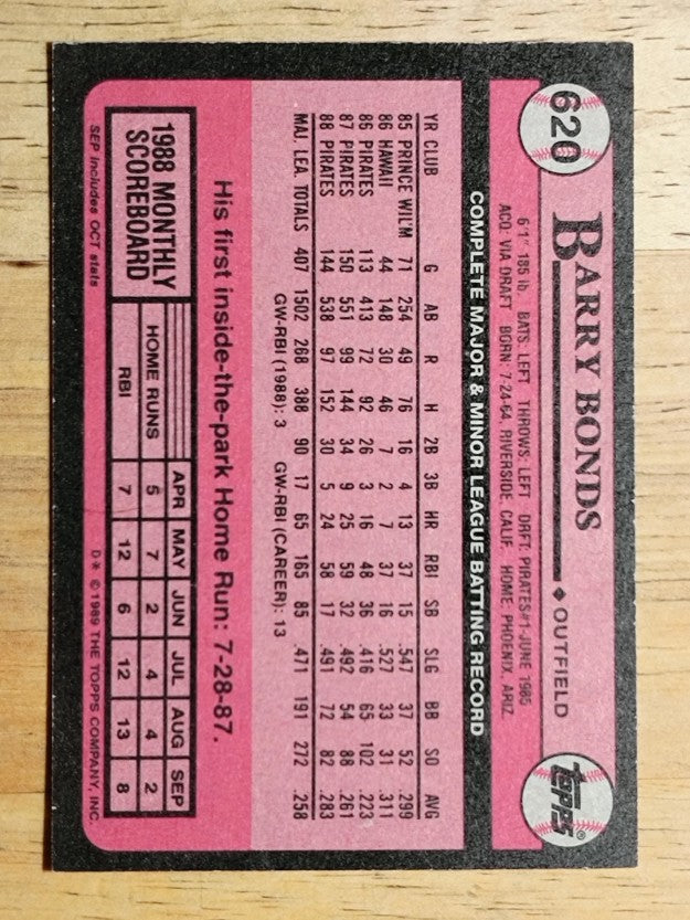 1989 Topps #620 Barry Bonds