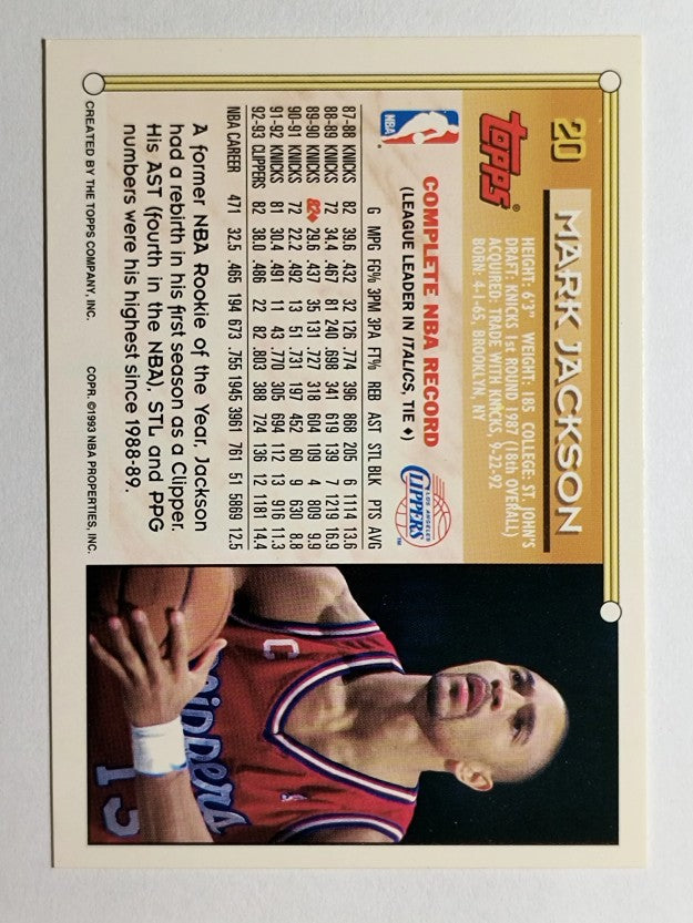 1993-94 Topps Gold #20 Mark Jackson
