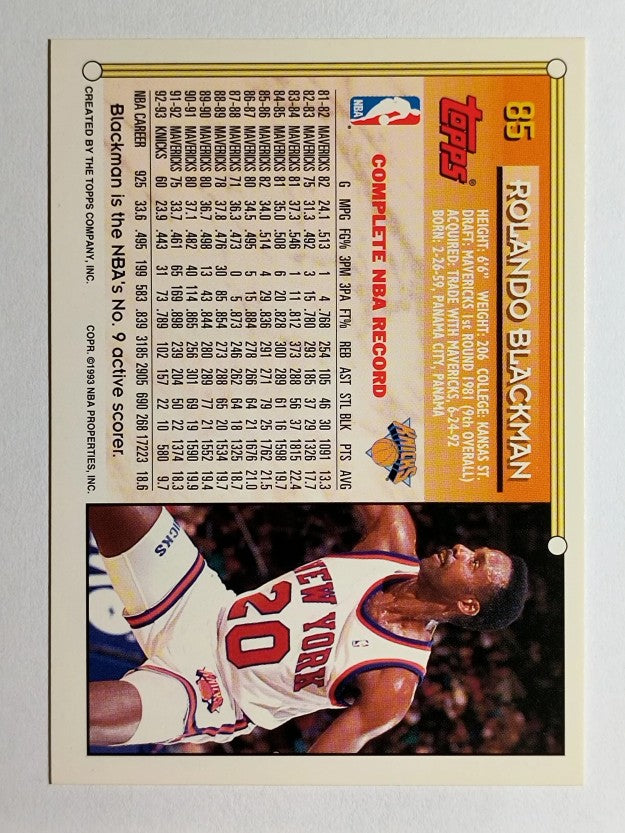 1993-94 Topps Gold #85 Rolando Blackman