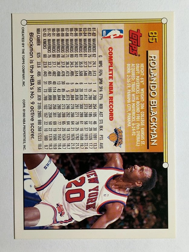1993-94 Topps Gold #85 Rolando Blackman