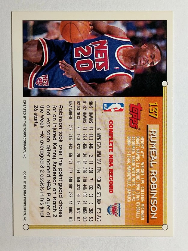1993-94 Topps Gold #137 Rumeal Robinson
