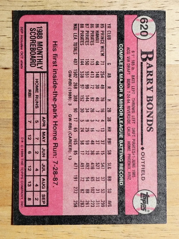 1989 Topps #620 Barry Bonds
