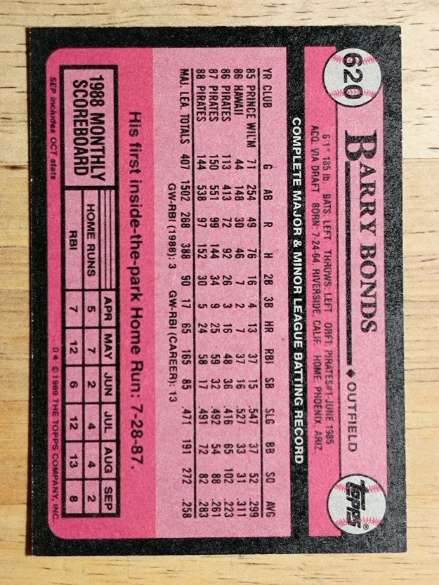 1989 Topps #620 Barry Bonds