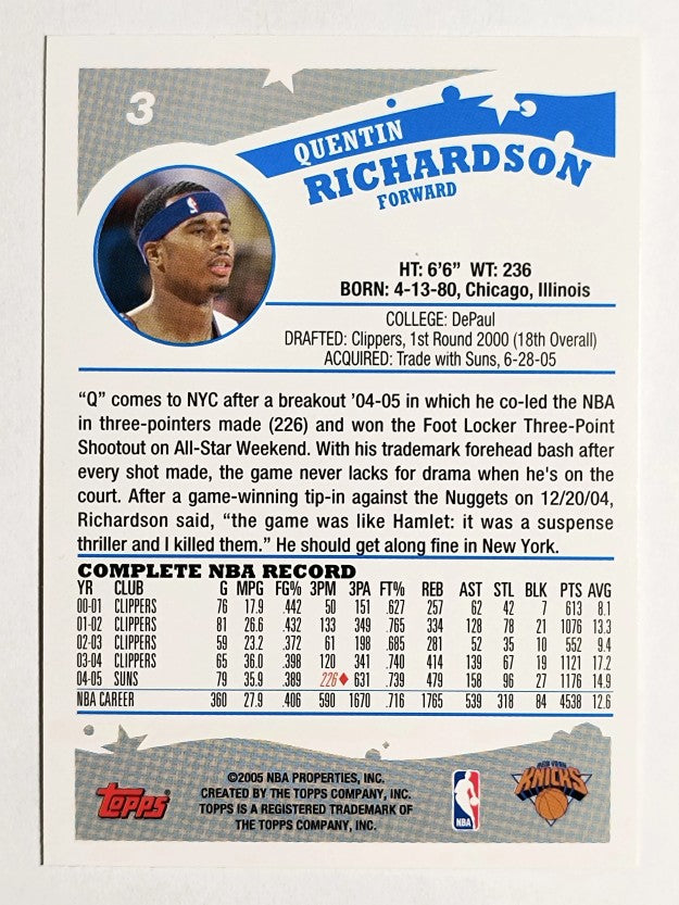 2005-06 Topps #3 Quentin Richardson