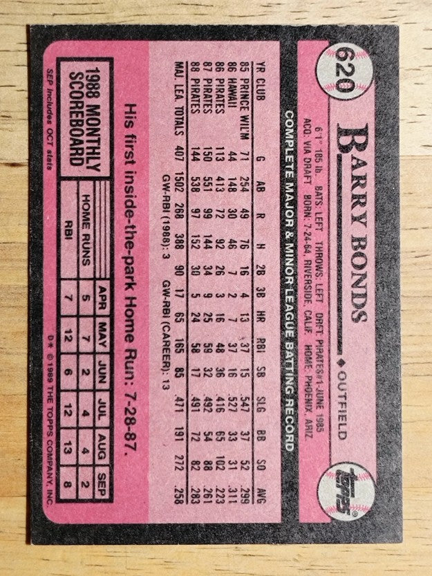 1989 Topps #620 Barry Bonds