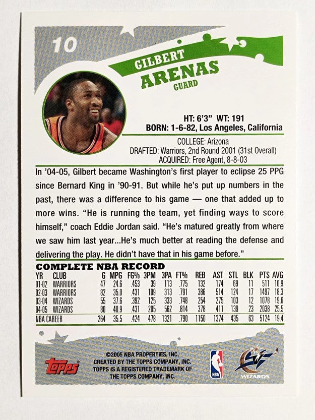 2005-06 Topps #10 Gilbert Arenas