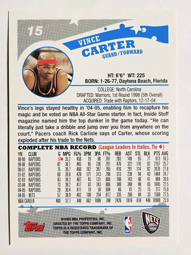 2005-06 Topps #15 Vince Carter