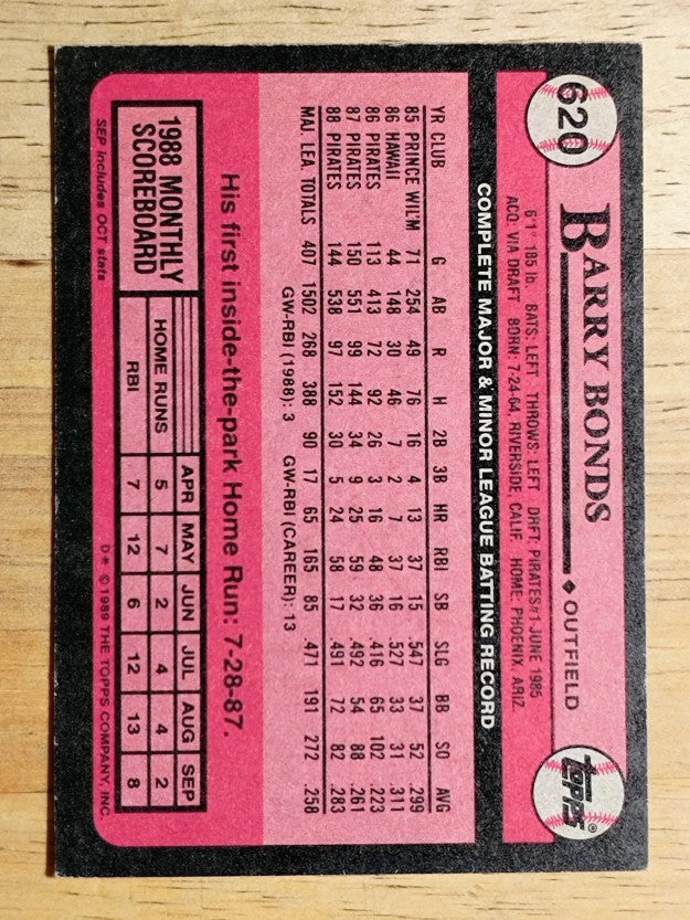 1989 Topps #620 Barry Bonds