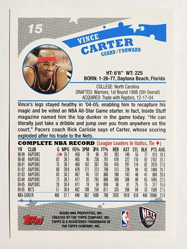 2005-06 Topps #15 Vince Carter (NM)