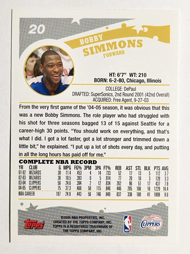 2005-06 Topps #20 Bobby Simmons