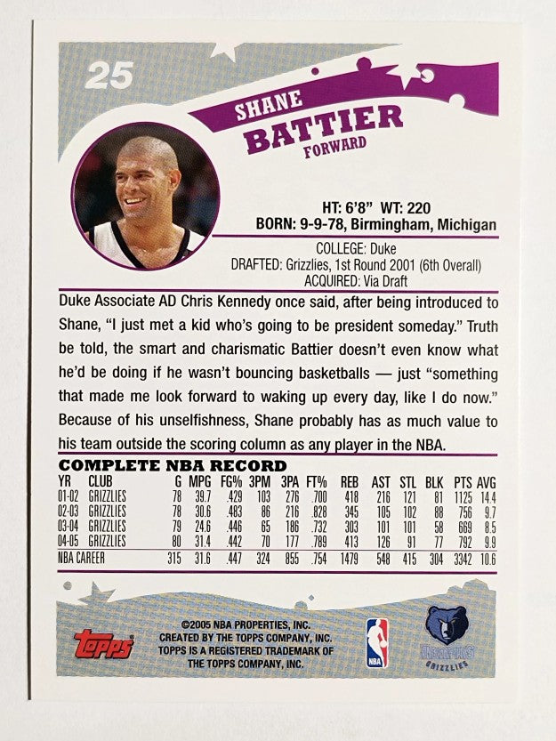 2005-06 Topps #25 Shane Battier