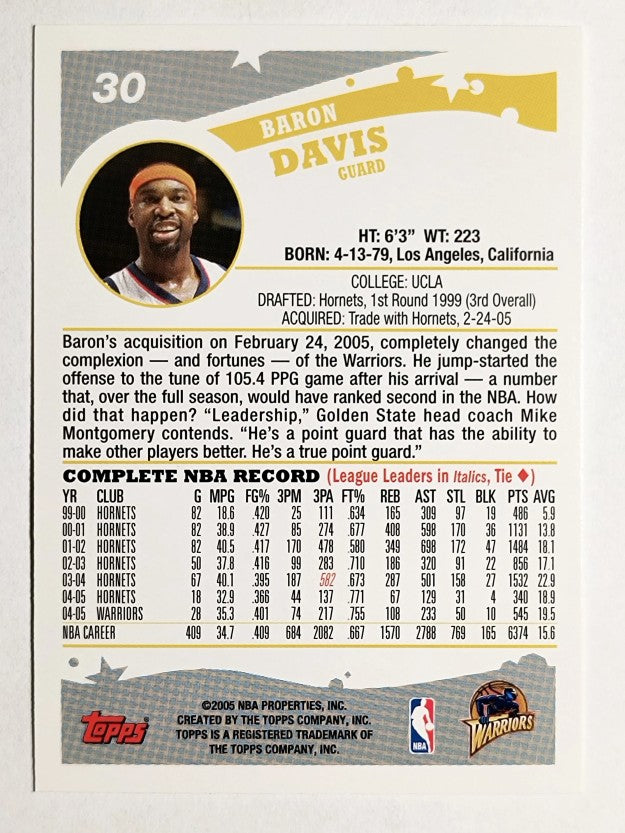 2005-06 Topps #30 Baron Davis