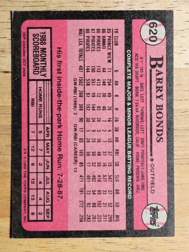 1989 Topps #620 Barry Bonds