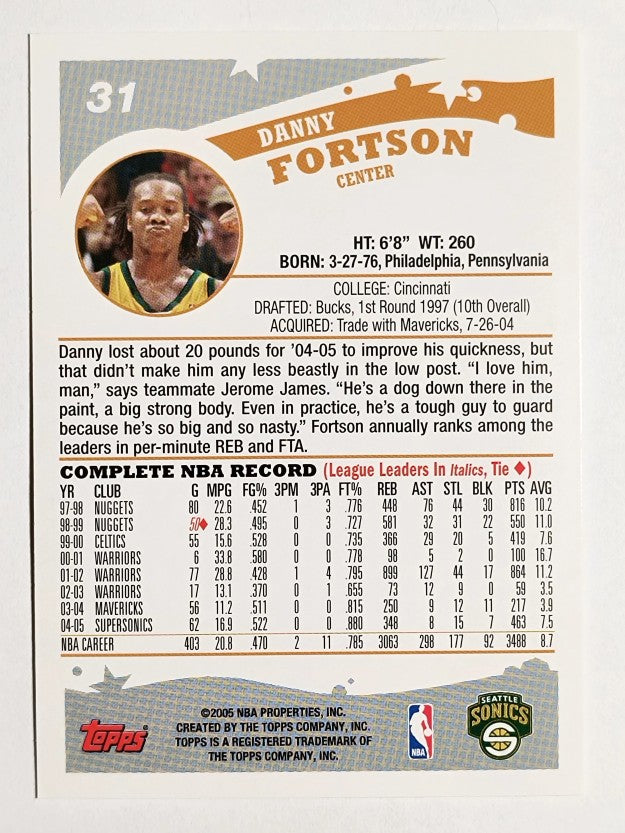 2005-06 Topps #31 Danny Fortson