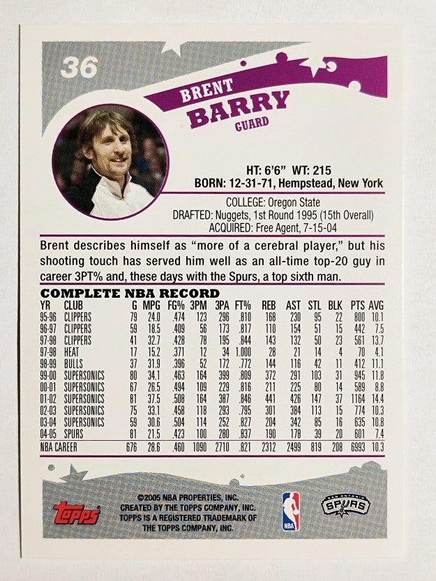 2005-06 Topps #36 Brent Barry