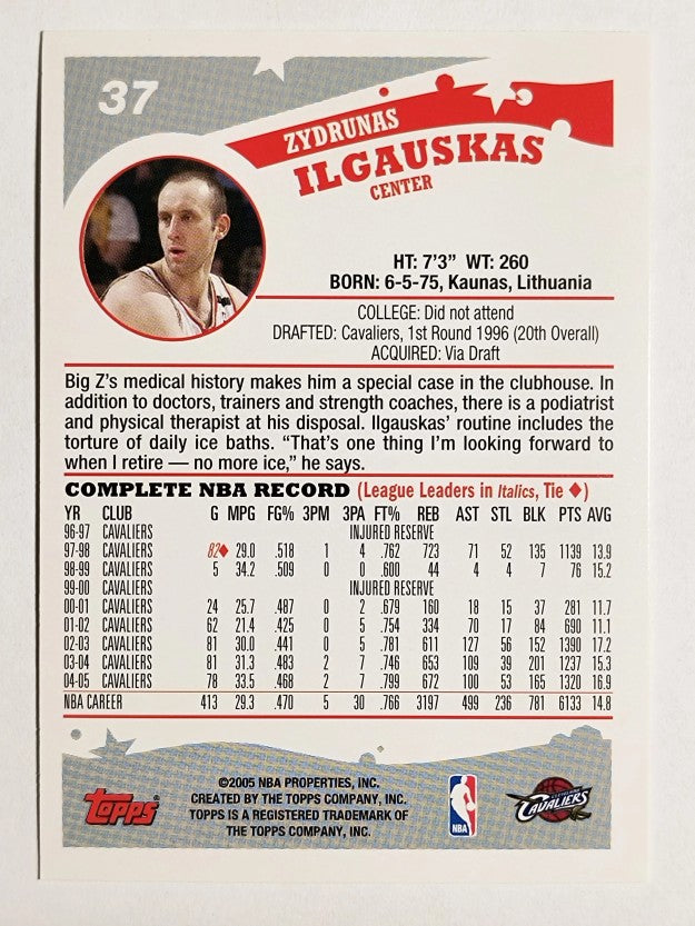 2005-06 Topps #37 Zydrunas Ilgauskas