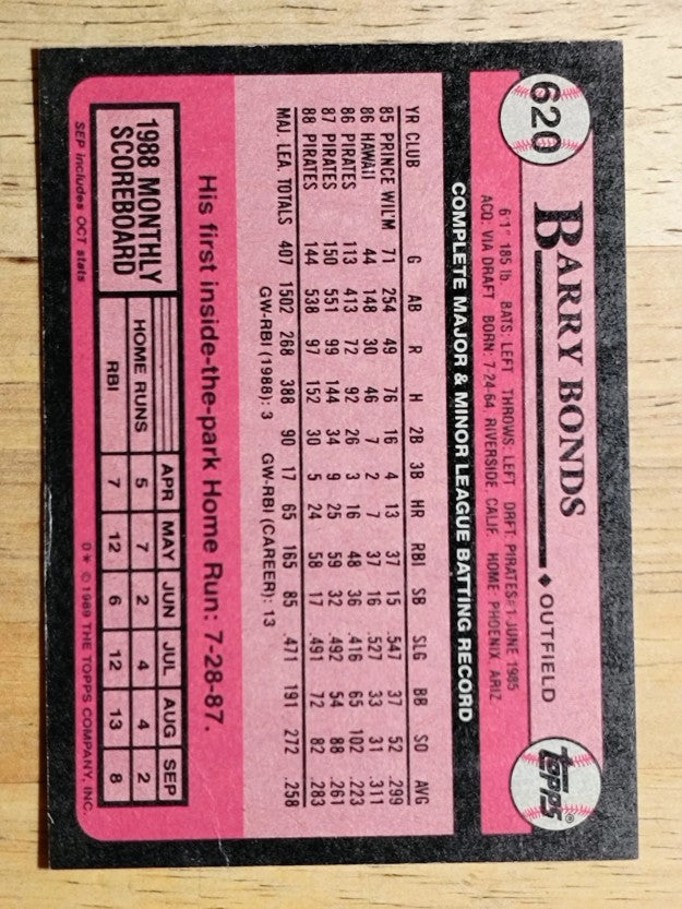 1989 Topps #620 Barry Bonds