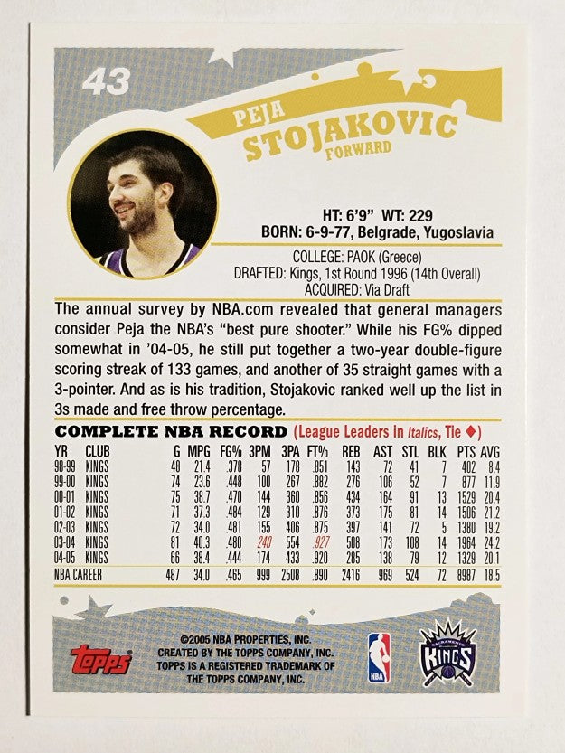2005-06 Topps #43 Peja Stojakovic