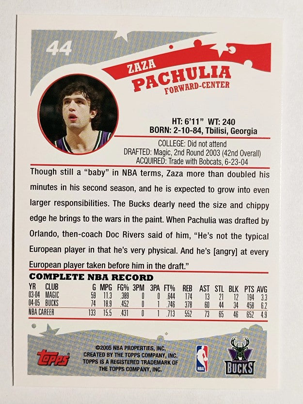 2005-06 Topps #44 Zaza Pachulia