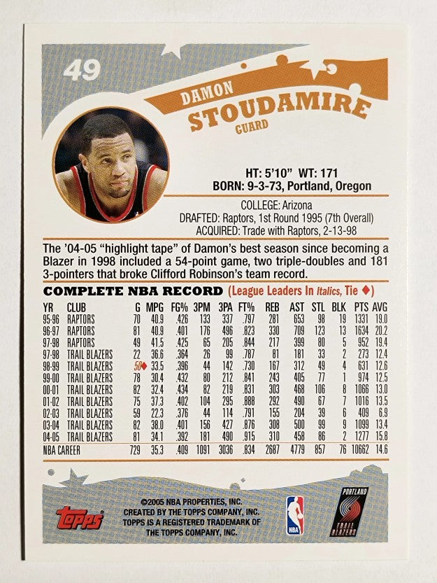 2005-06 Topps #49 Damon Stoudamire