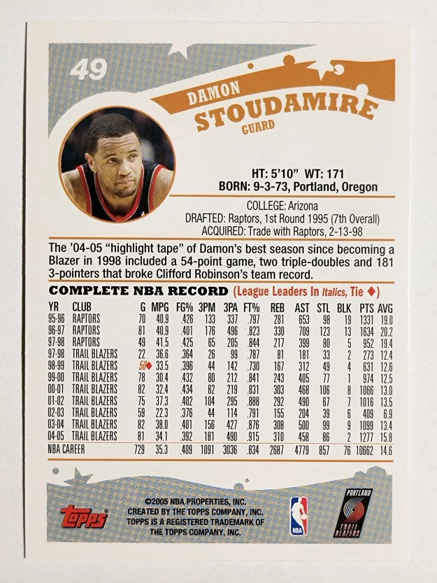 2005-06 Topps #49 Damon Stoudamire