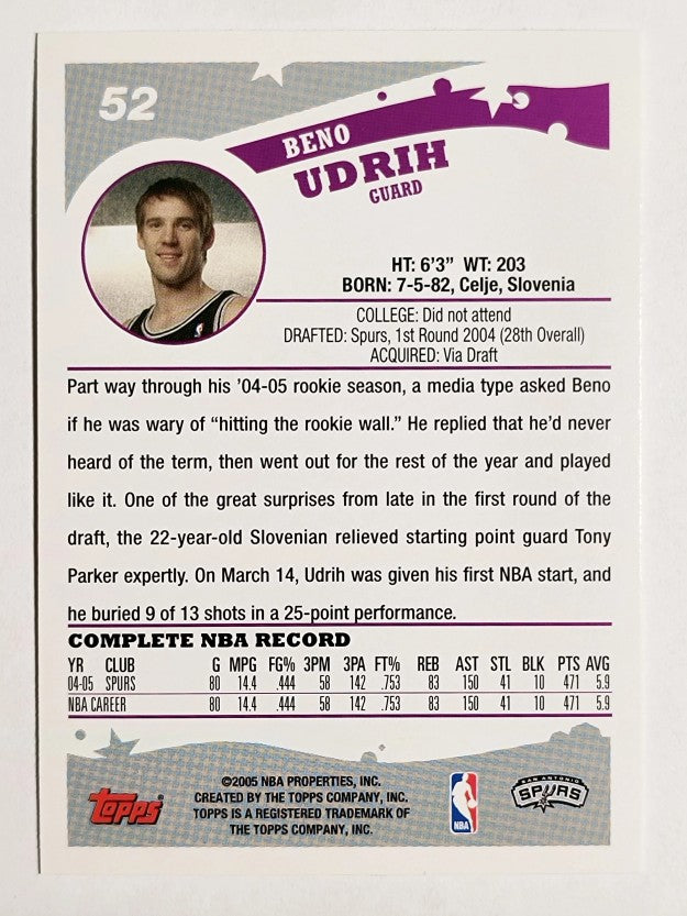 2005-06 Topps #52 Beno Udrih