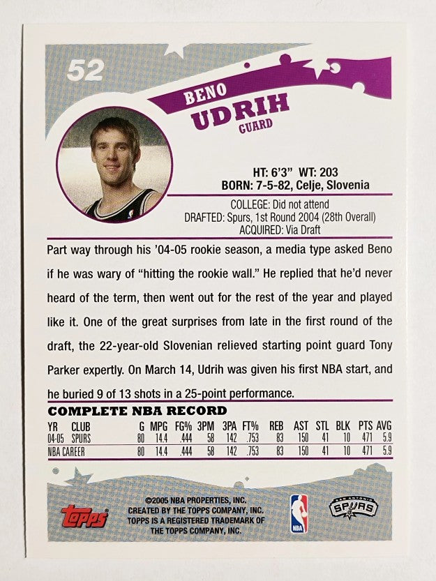 2005-06 Topps #52 Beno Udrih