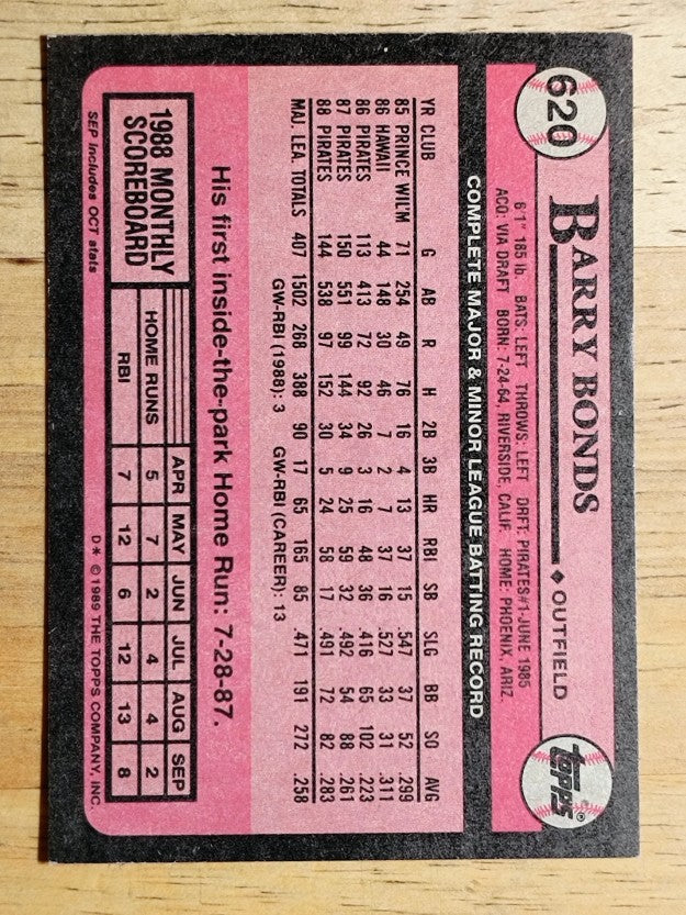 1989 Topps #620 Barry Bonds