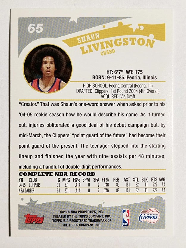 2005-06 Topps #65 Shaun Livingston