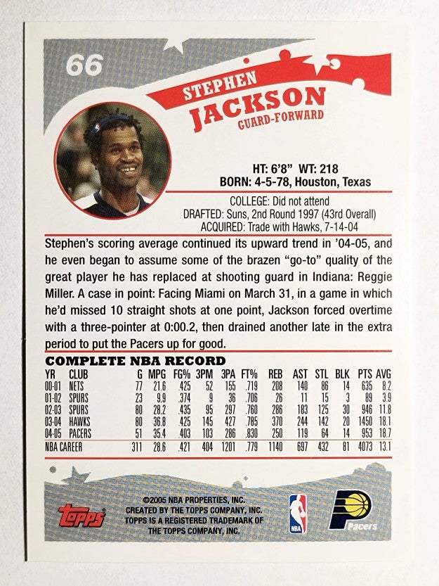 2005-06 Topps #66 Stephen Jackson