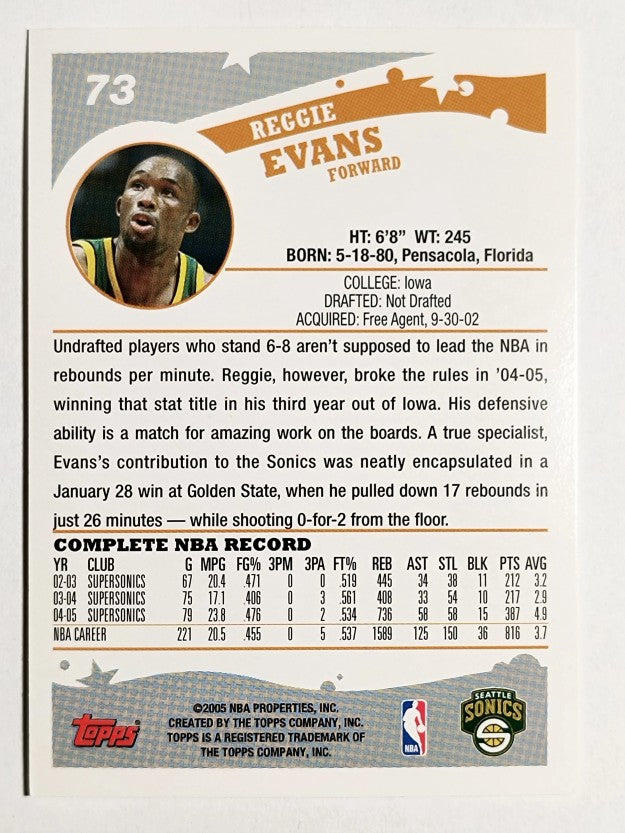 2005-06 Topps #73 Reggie Evans
