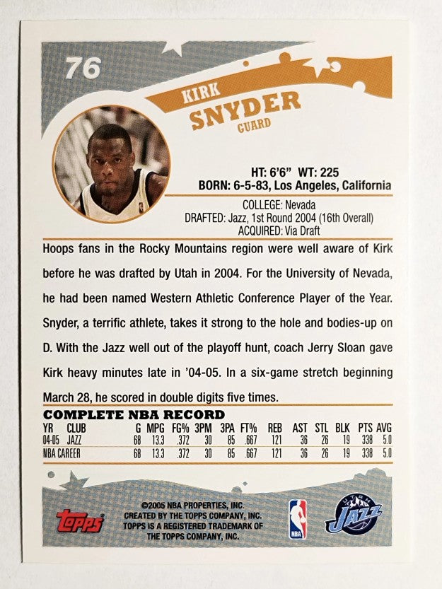 2005-06 Topps #76 Kirk Snyder