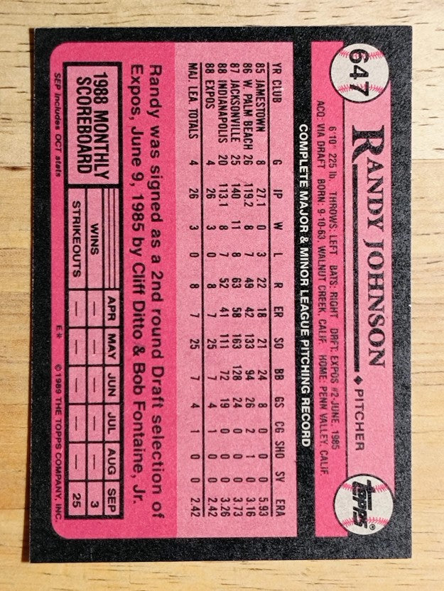 1989 Topps #647 Randy Johnson RC