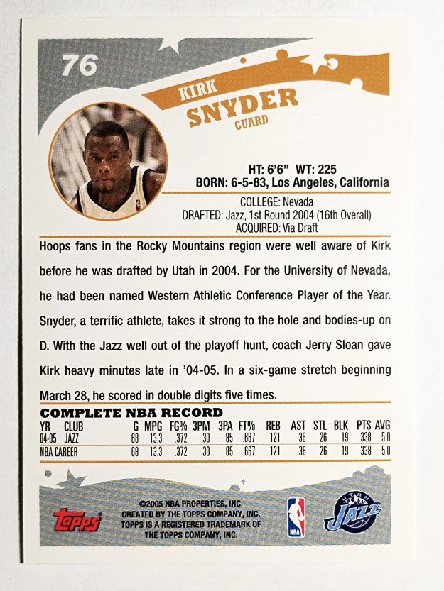 2005-06 Topps #76 Kirk Snyder
