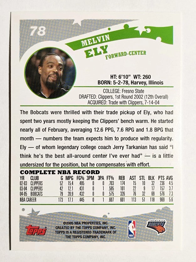 2005-06 Topps #78 Melvin Ely